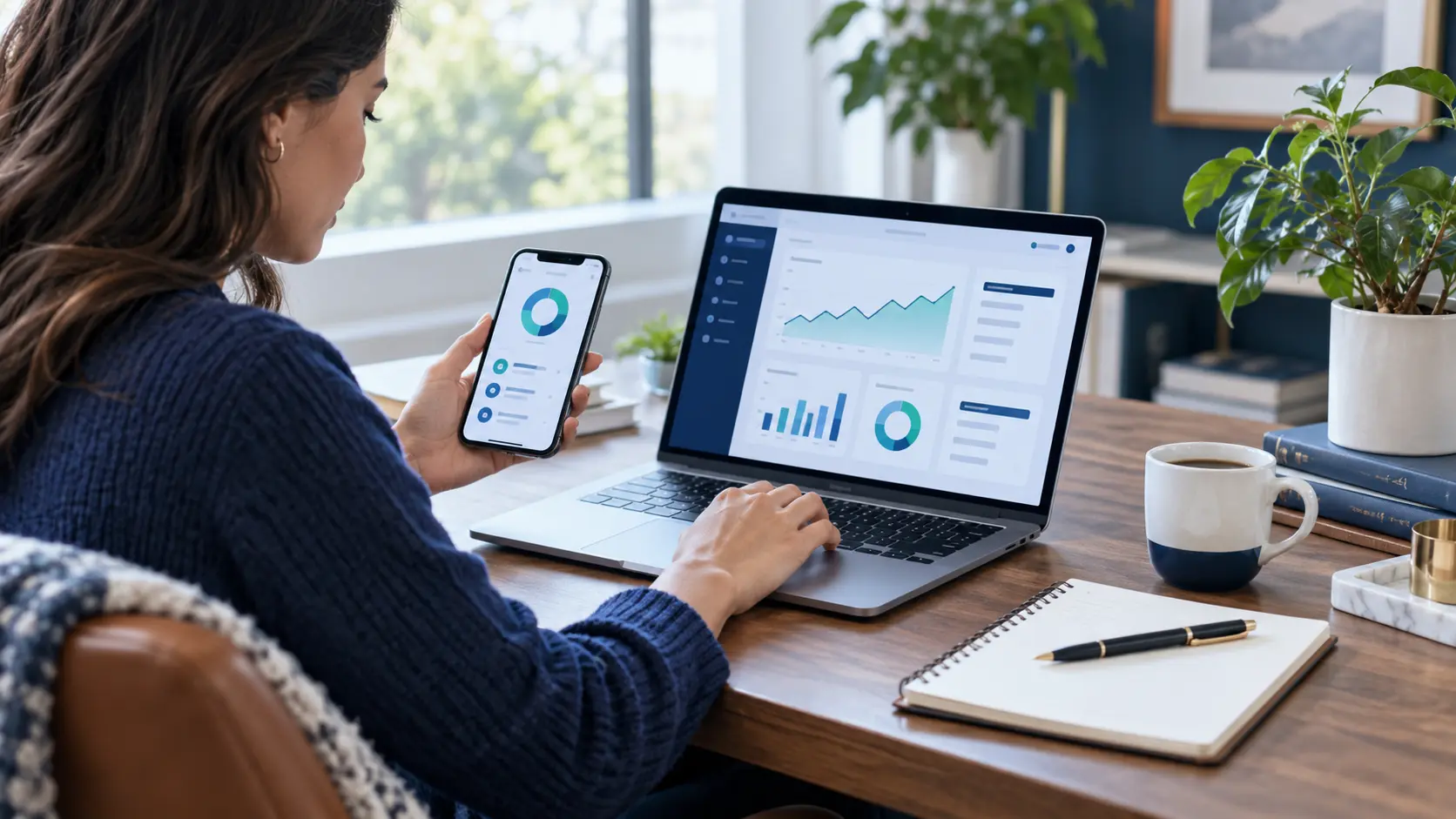 Business banking dashboard used to review transactions